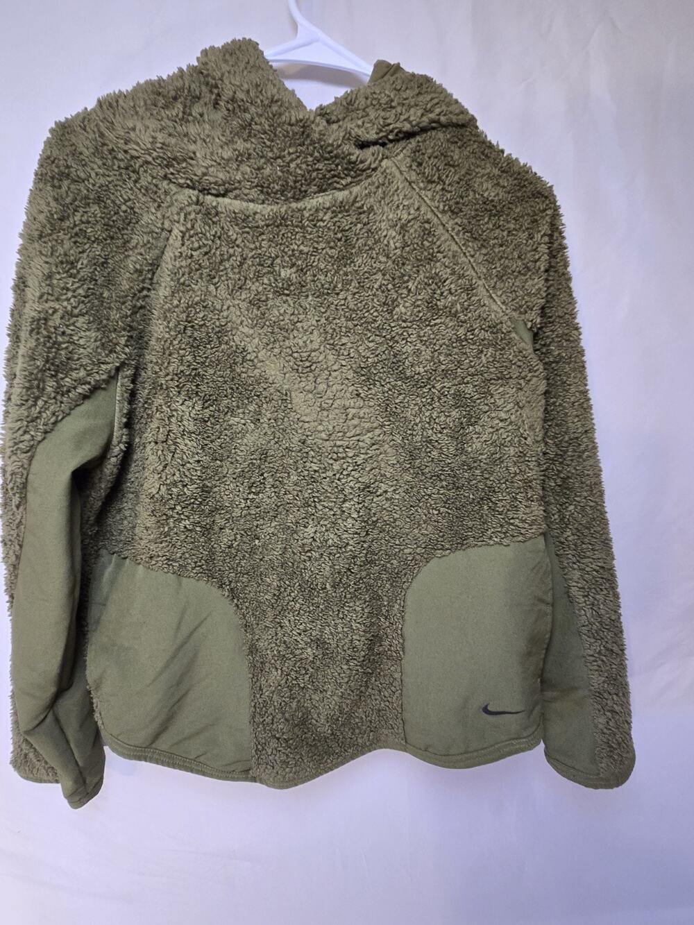 Nike Womans Olive Green Therma-fit Sherpa Pullover Training Hoodie Size S